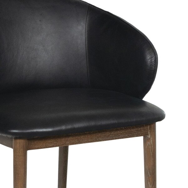 Ethan Leather Dining Chair (Black) Macro 4